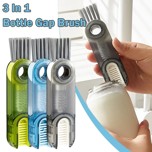 3 in 1 Multifunctional Bottle Gap Cleaner Brush Cup Crevice Cleaning Tool with Mini Silicone Cup-Holder Cleaner (Pack of 2)