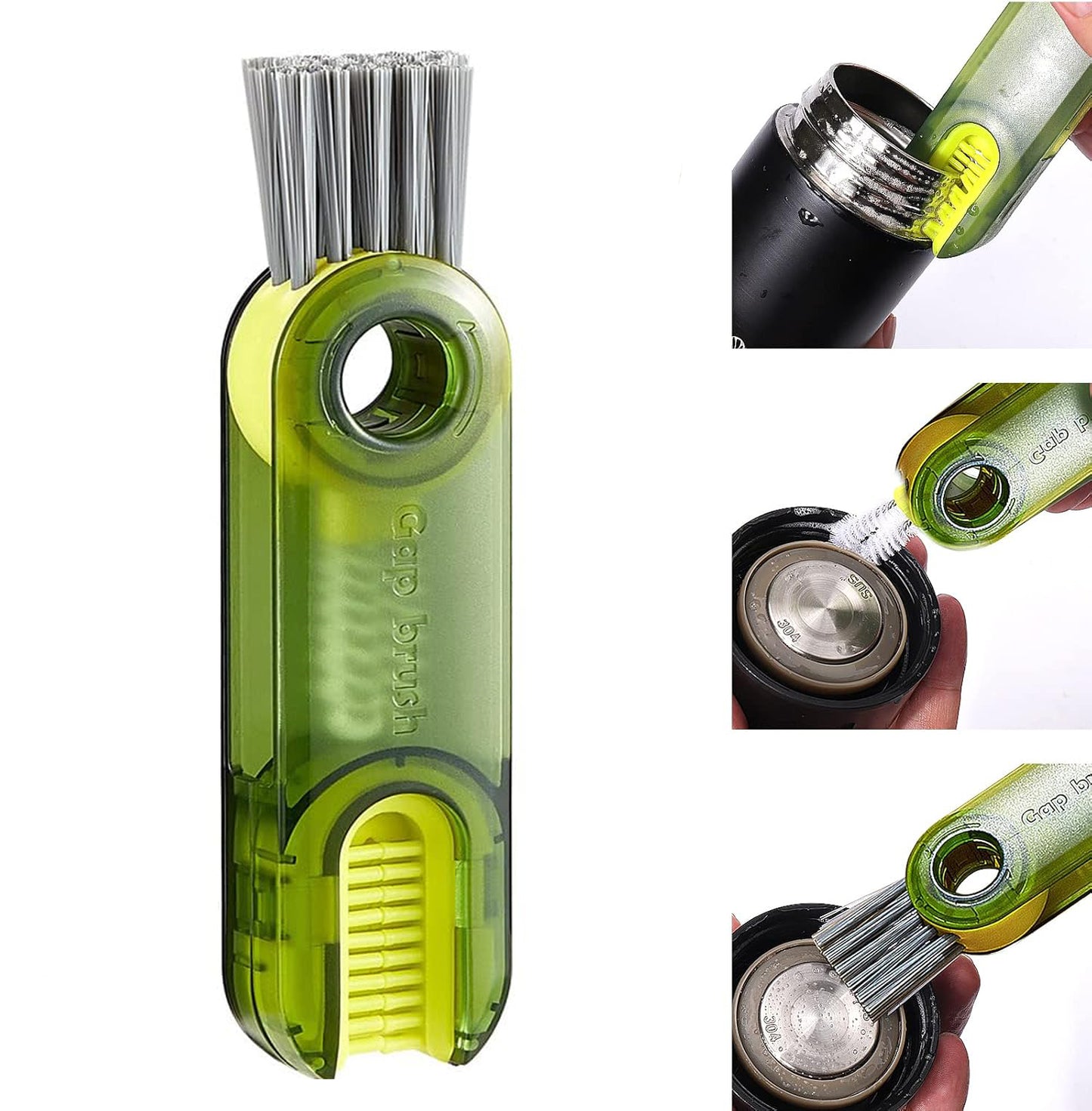 3 in 1 Multifunctional Bottle Gap Cleaner Brush Cup Crevice Cleaning Tool with Mini Silicone Cup-Holder Cleaner (Pack of 2)